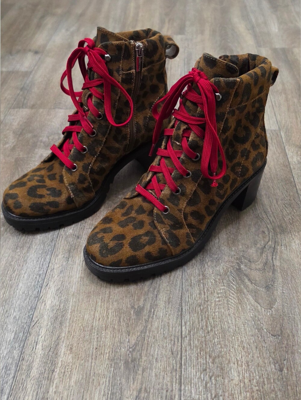 Vince Camuto Gaviana Leopard Print Heeled Boots-Size 8
